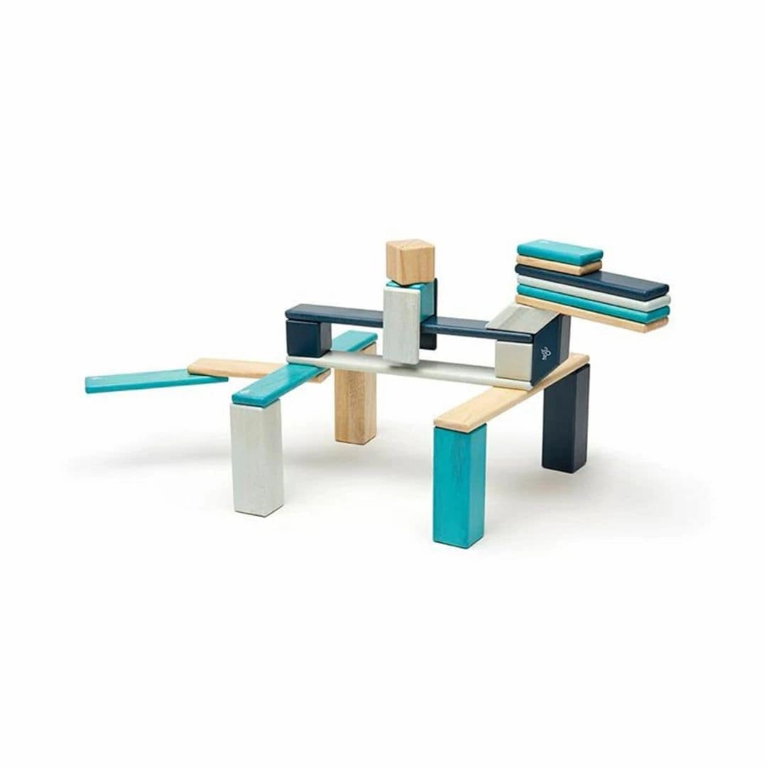 Mindful play Magnetic Wooden Blocks - 24 Piece Set Blues