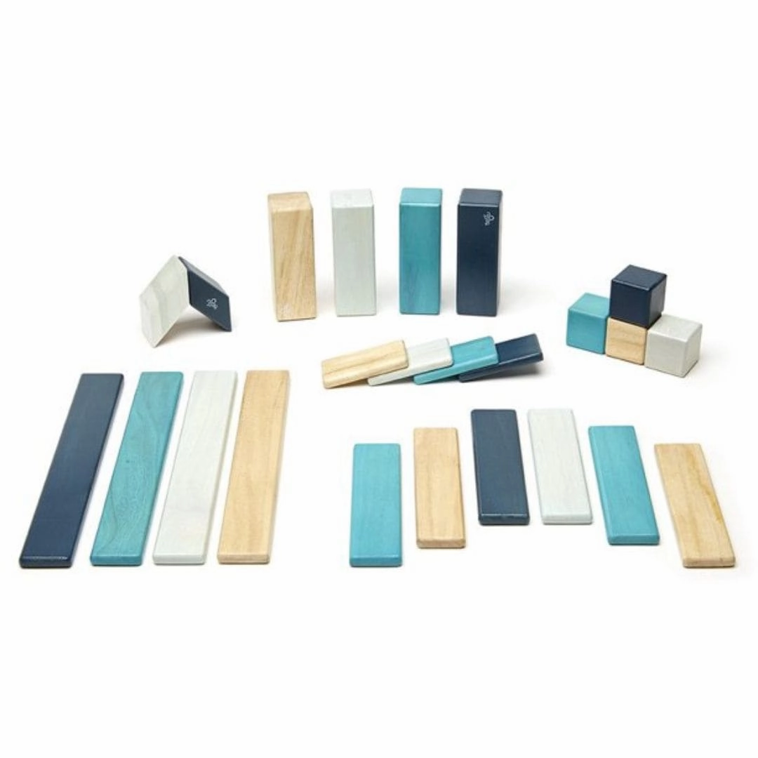 Magnetic Wooden Blocks - 24 Piece Set Blues Discover & grow