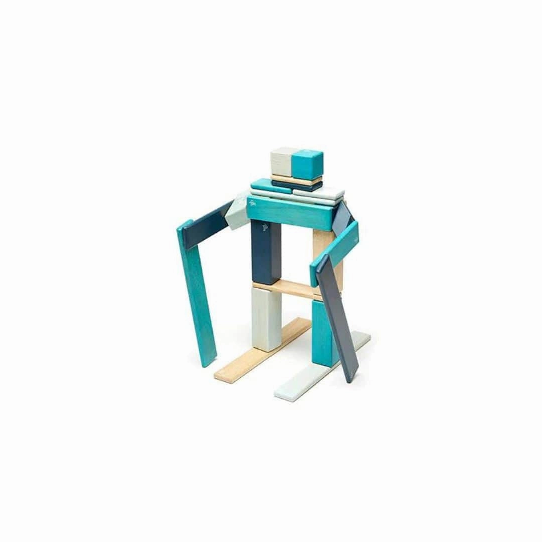 Young minds at work Magnetic Wooden Blocks - 24 Piece Set Blues