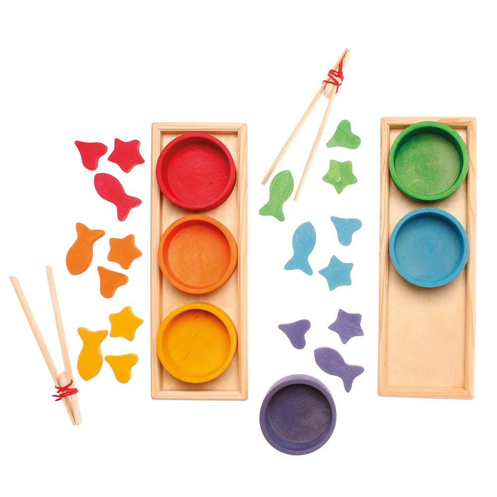 Wooden Rainbow Bowls Sorting Game Little hands Inspiring creativity