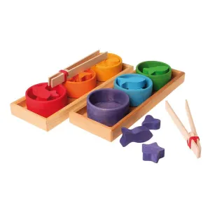 Wooden Rainbow Bowls Sorting Game Early discovery Little builders