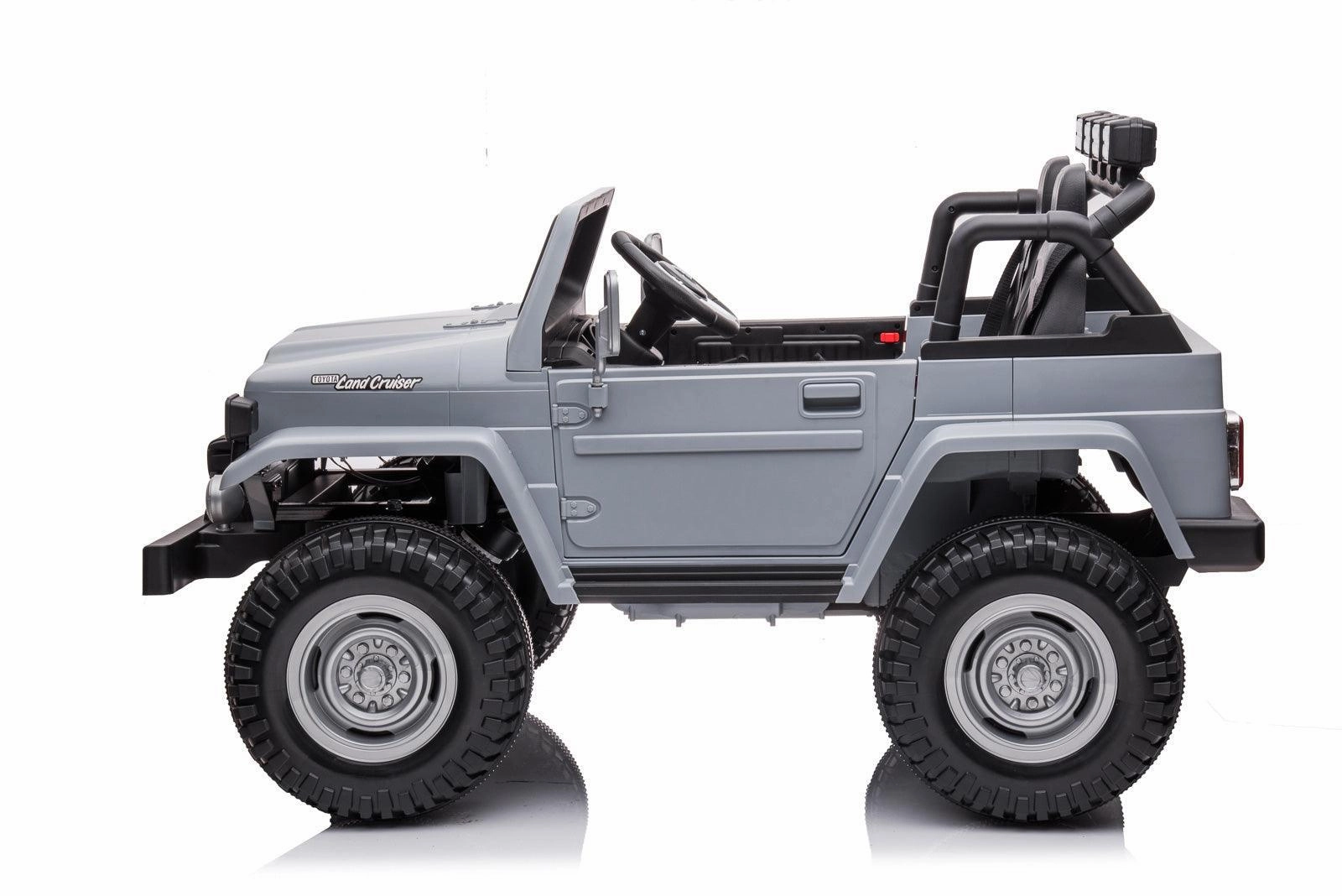 Toyota Land Cruiser Jeep 12V Battery 2-Seater Ride-On Car - Grey Exploration gear