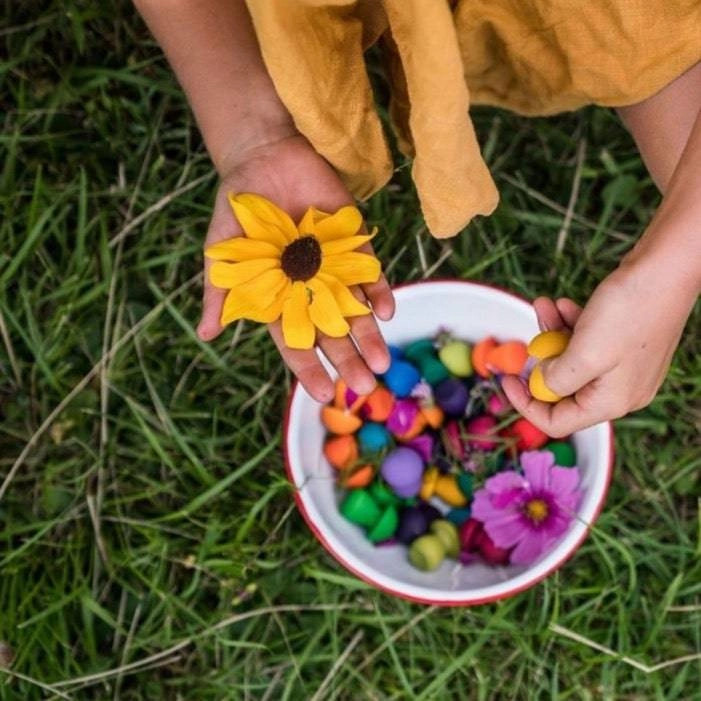 Curiosity starters Fun-based learning Wooden Mandala Set - Rainbow Mushrooms