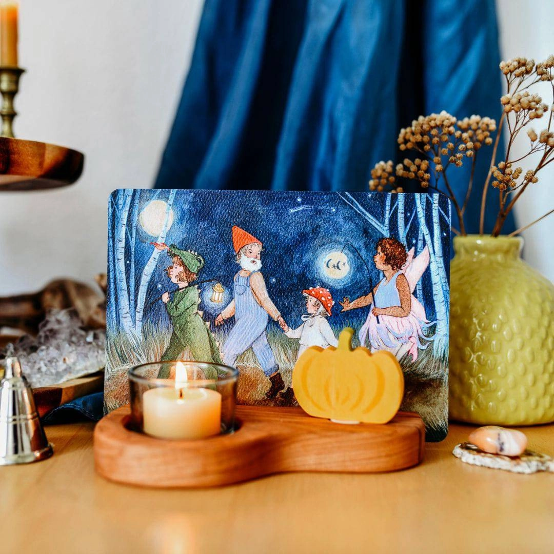 Imaginative play Growing minds Wooden Nature Table Artwork And Candle Holder