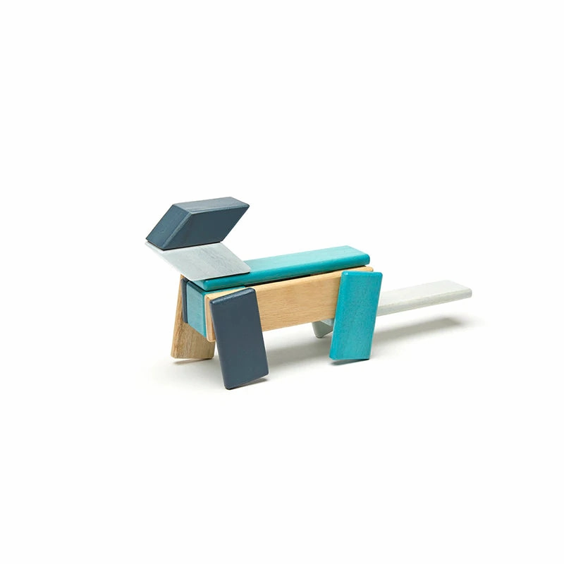 Magnetic Wooden Blocks - 14 Piece Set - Blues Quiet play for growing minds Little creators