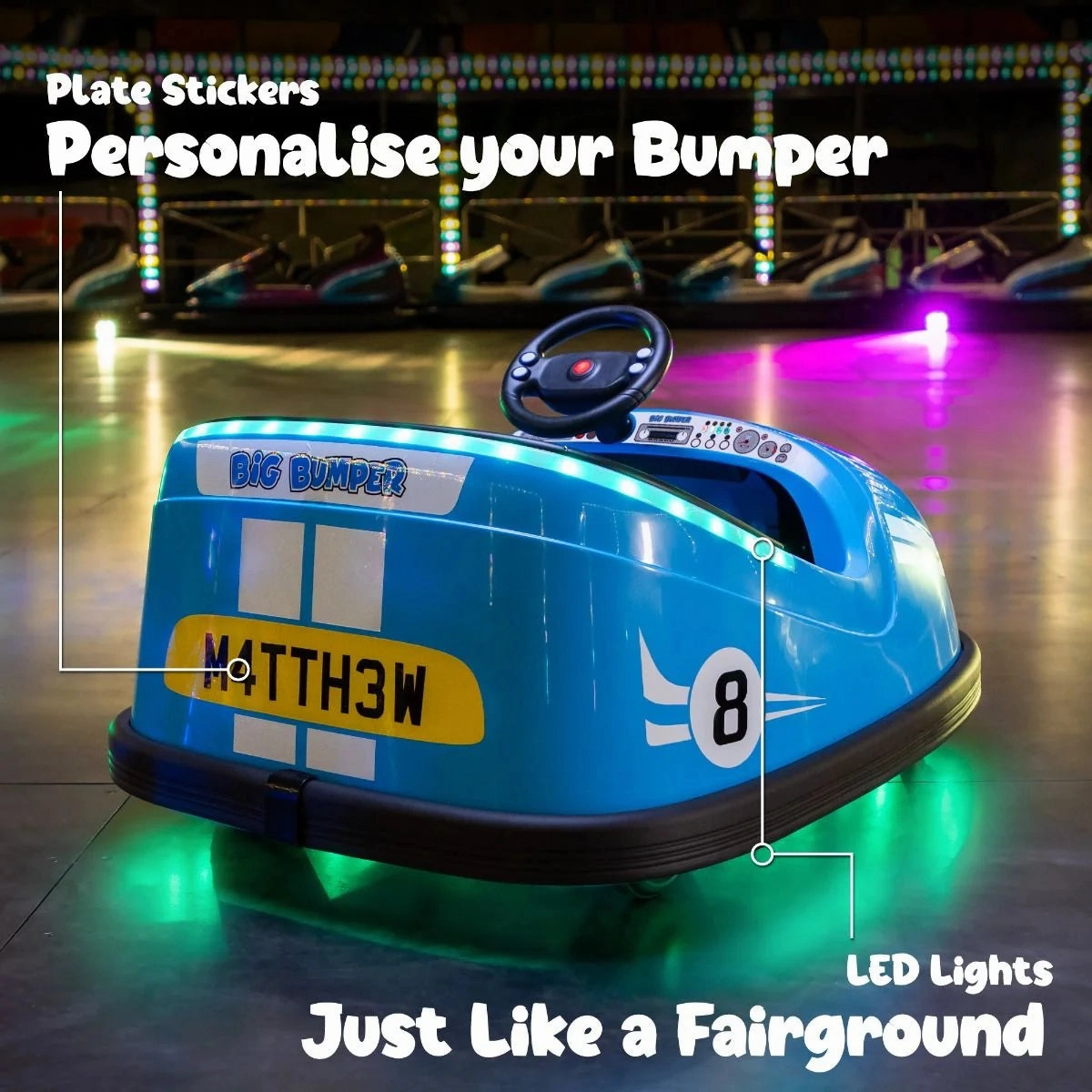 Xootz Big Bumper Car C Two-Seater Rideon - 360 Spin Ride-On - Blue Early learning