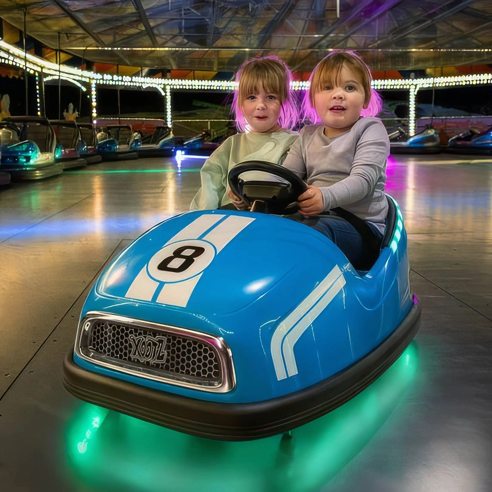 Xootz Big Bumper Car C Two-Seater Rideon - 360 Spin Ride-On - Blue Holistic Learning through play