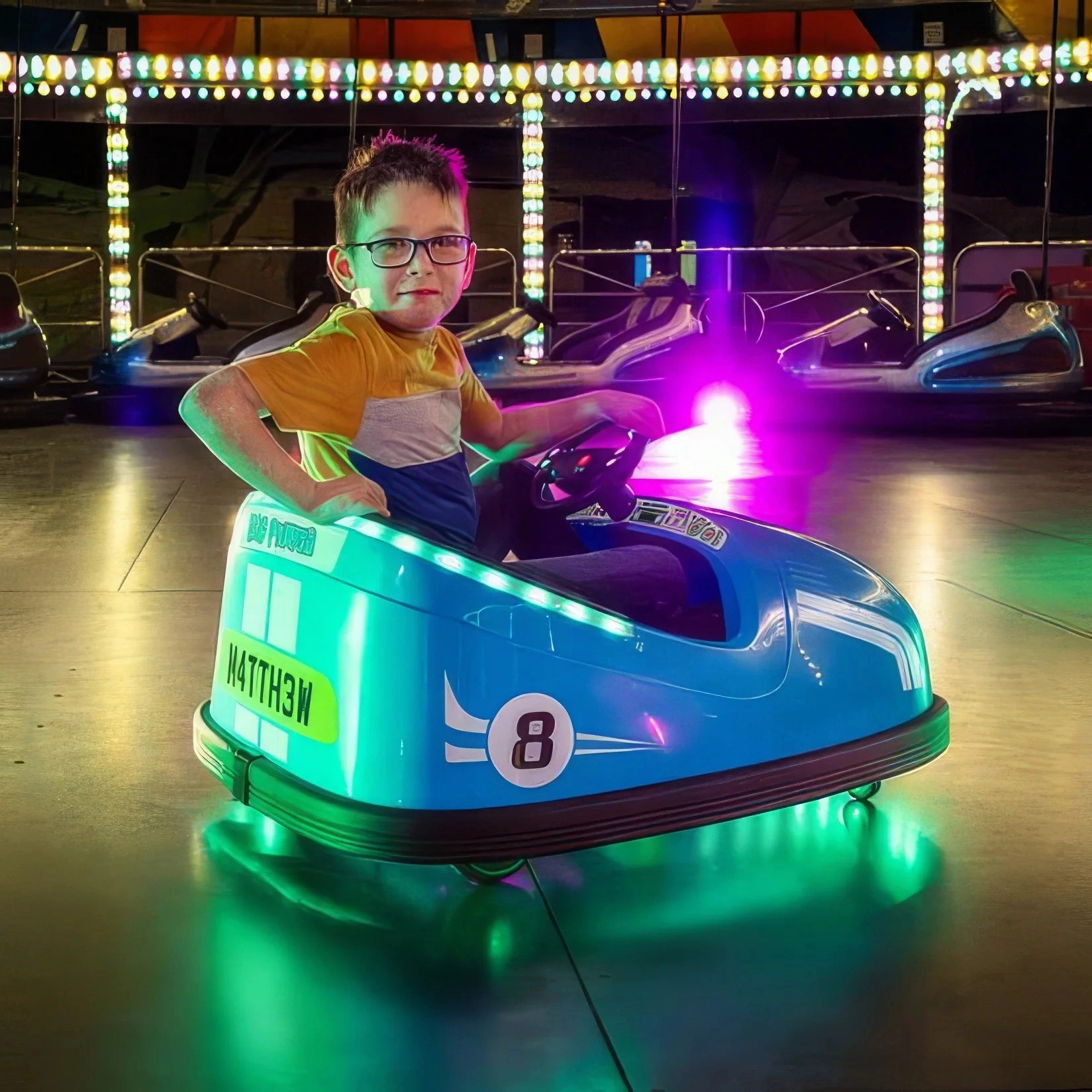 Xootz Big Bumper Car C Two-Seater Rideon - 360 Spin Ride-On - Blue Kid-focused experiences Quiet play for growing minds