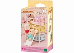 Parent-approved learning Triple Bunk Beds - Pink, Yellow & Blue
