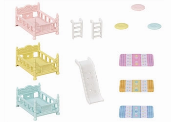 Triple Bunk Beds - Pink, Yellow & Blue Play-based education