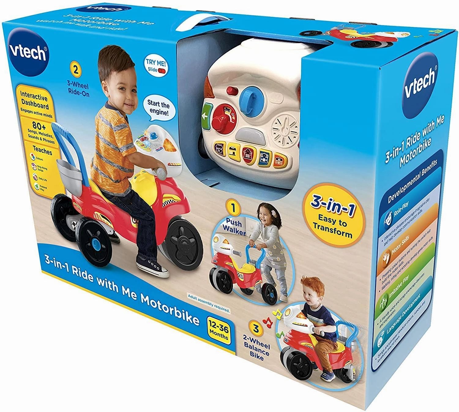 Vtech 529463 3-In-1 Ride With Me Motorbike Hands-on discovery