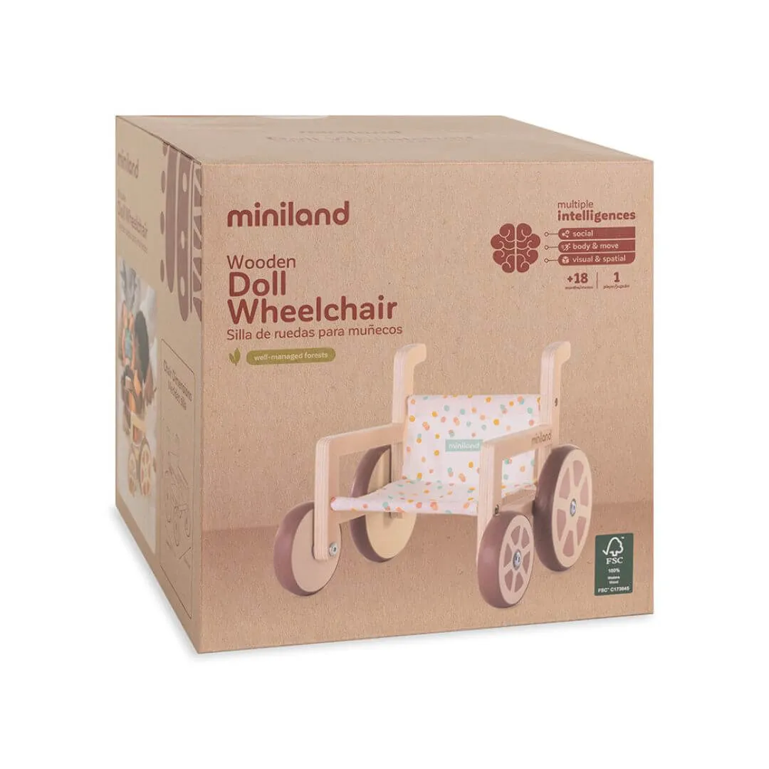 Playroom learning Wooden Doll Wheelchair