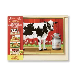 Joyful learning Wooden Jigsaw Puzzles In A Box - Farm