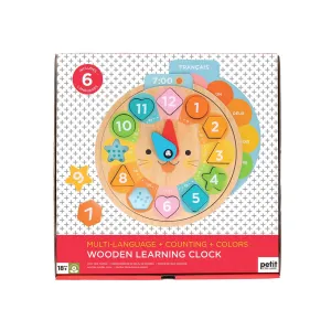 Wooden Learning Clock - Multi-Language/Counting/Colours Mindful play Playroom adventures begin here