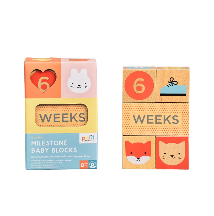 Wooden Milestone Baby Blocks Creative kids