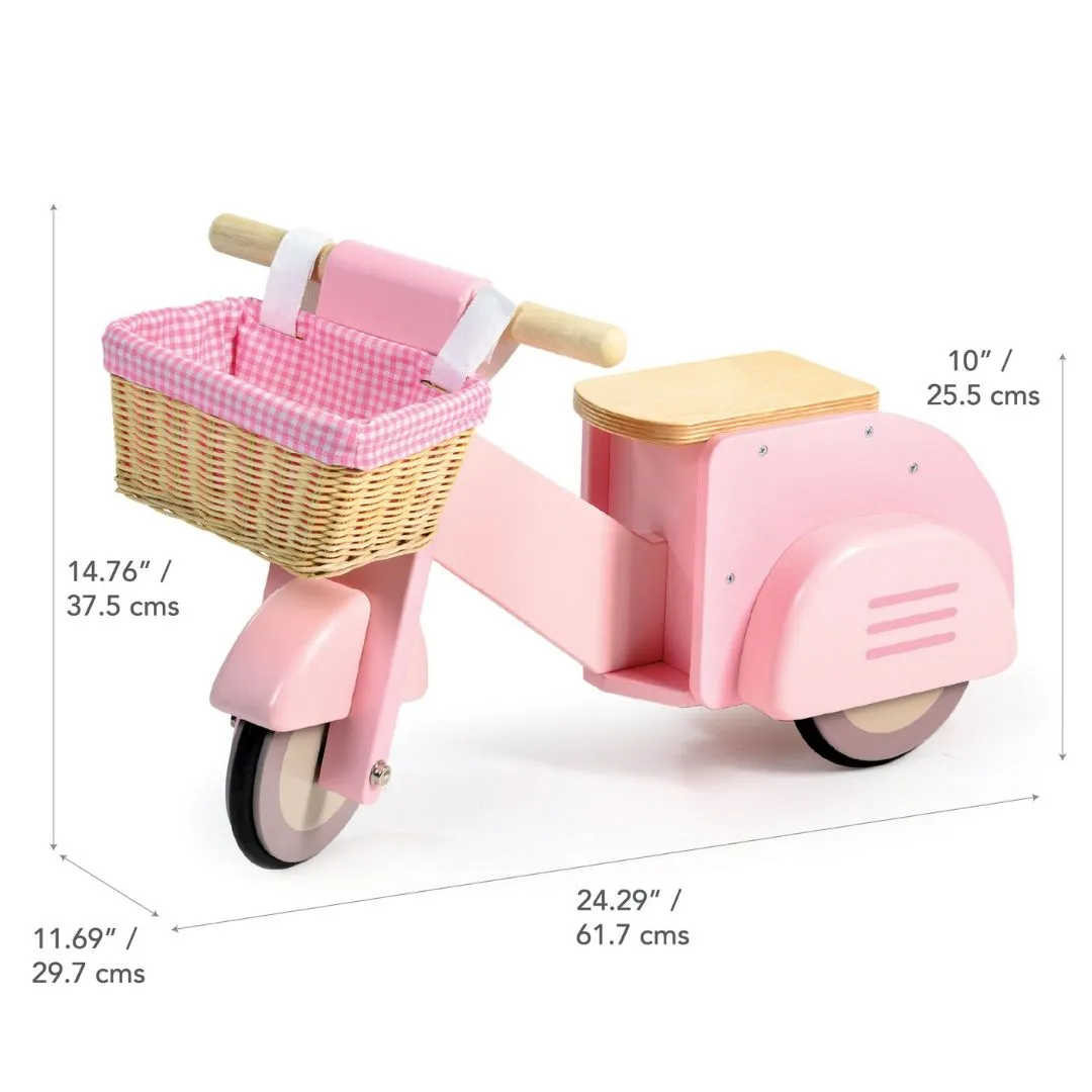 Little creators Wooden Ride-On Scooter With Basket