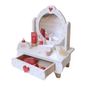 Wooden Toy - Mini Dressing Table - Terracotta Hearts Creative time for curious minds Curiosity starters