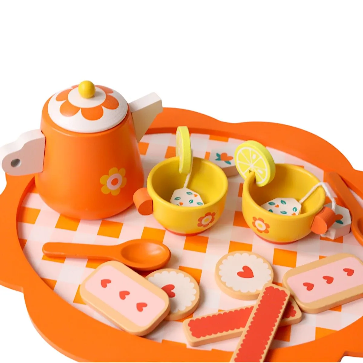 Parent-approved learning Smart & fun Wooden Toy - Retro Flower Tea Set