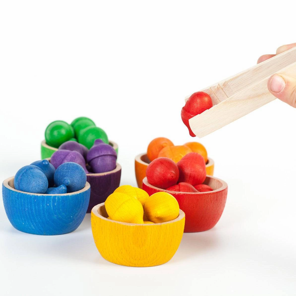 Creative time for curious minds Mini makers Wooden Bowls And Acorns Sorting Game