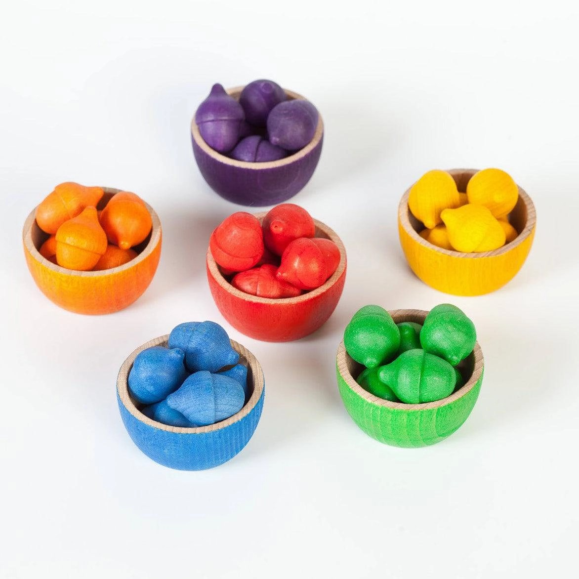 Wooden Bowls And Acorns Sorting Game Curiosity starters
