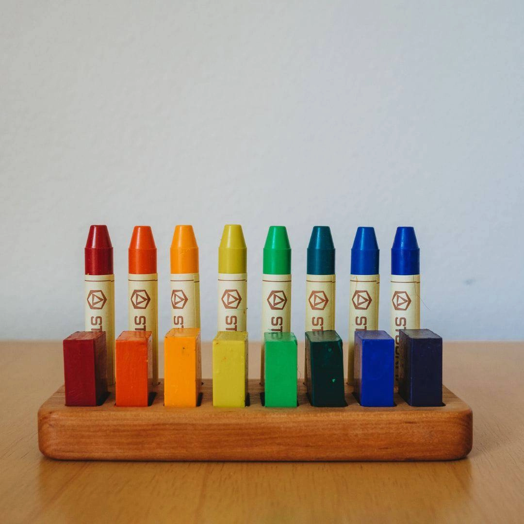 Holistic Wooden Crayon Holder - 8 Sticks And 8 Blocks