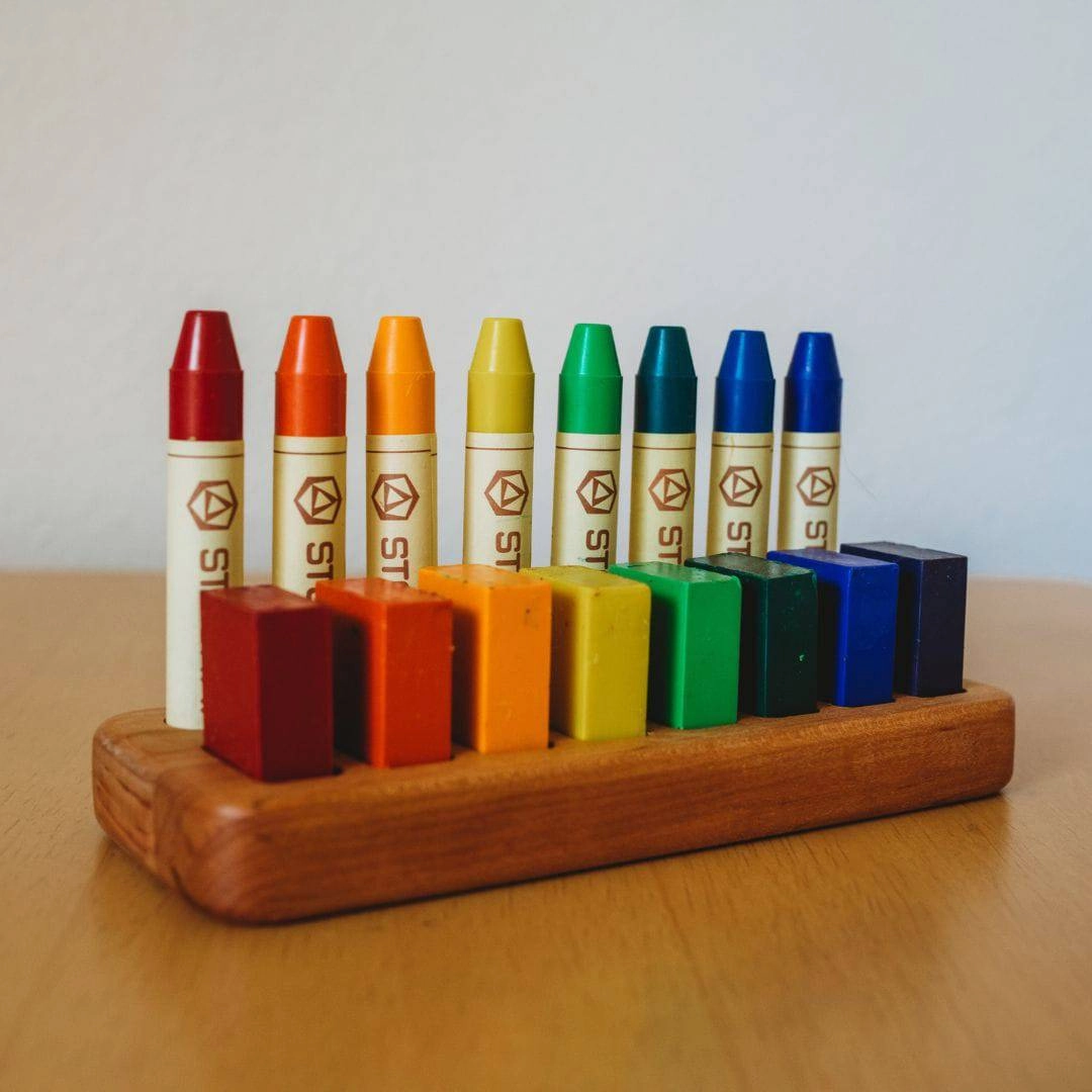 Wooden Crayon Holder - 8 Sticks And 8 Blocks Parent-approved learning Sensory fun for little hands