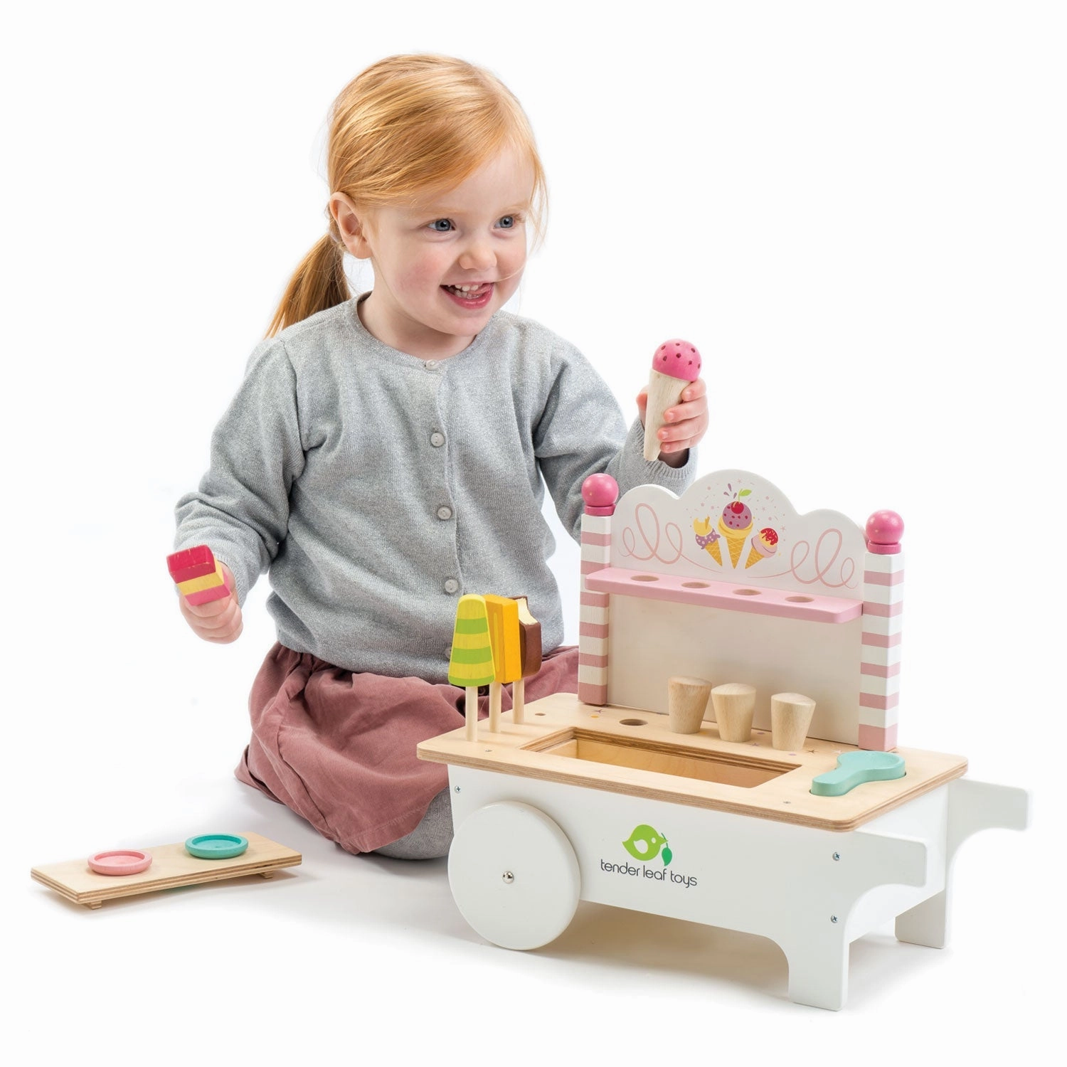 Little adventures Thoughtful learning Wooden Ice Cream Cart Play Set
