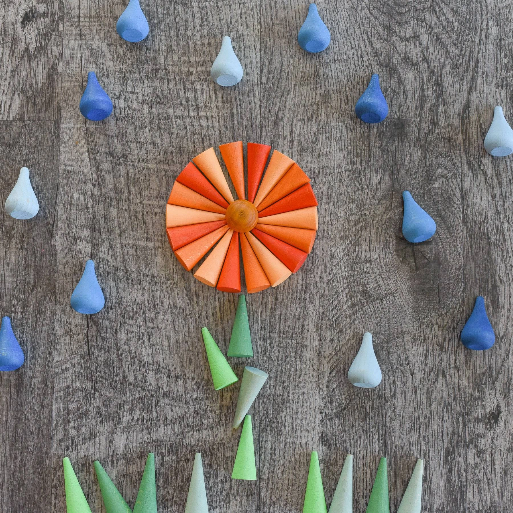 Holistic Curious minds Wooden Mandala Set - Orange Cones