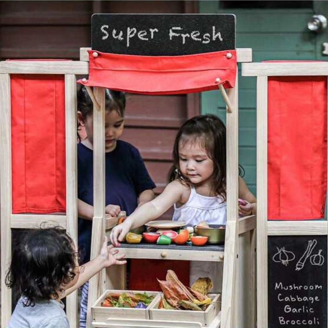 Wooden Puppet Theater & Play Market Stand Engaging young minds First explorers