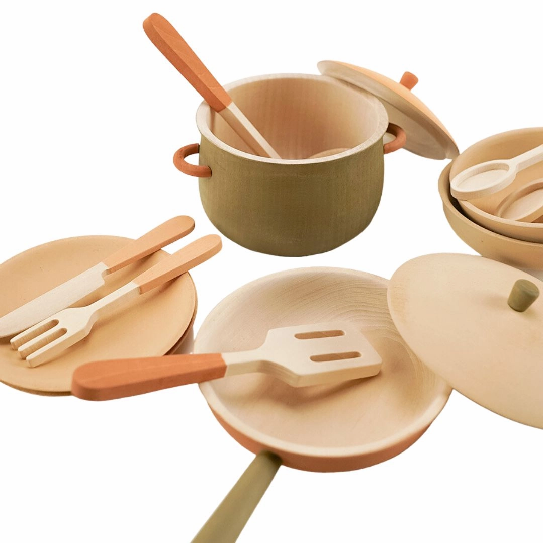 Tiny thinkers Wooden Tableware Set - Herbal Palette