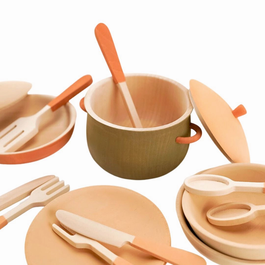 Smart activities for young learners Mindful play Wooden Tableware Set - Herbal Palette