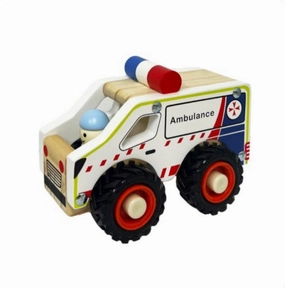 Playroom adventures begin here Young explorers Wooden Wheelie Vehicle - Ambulance