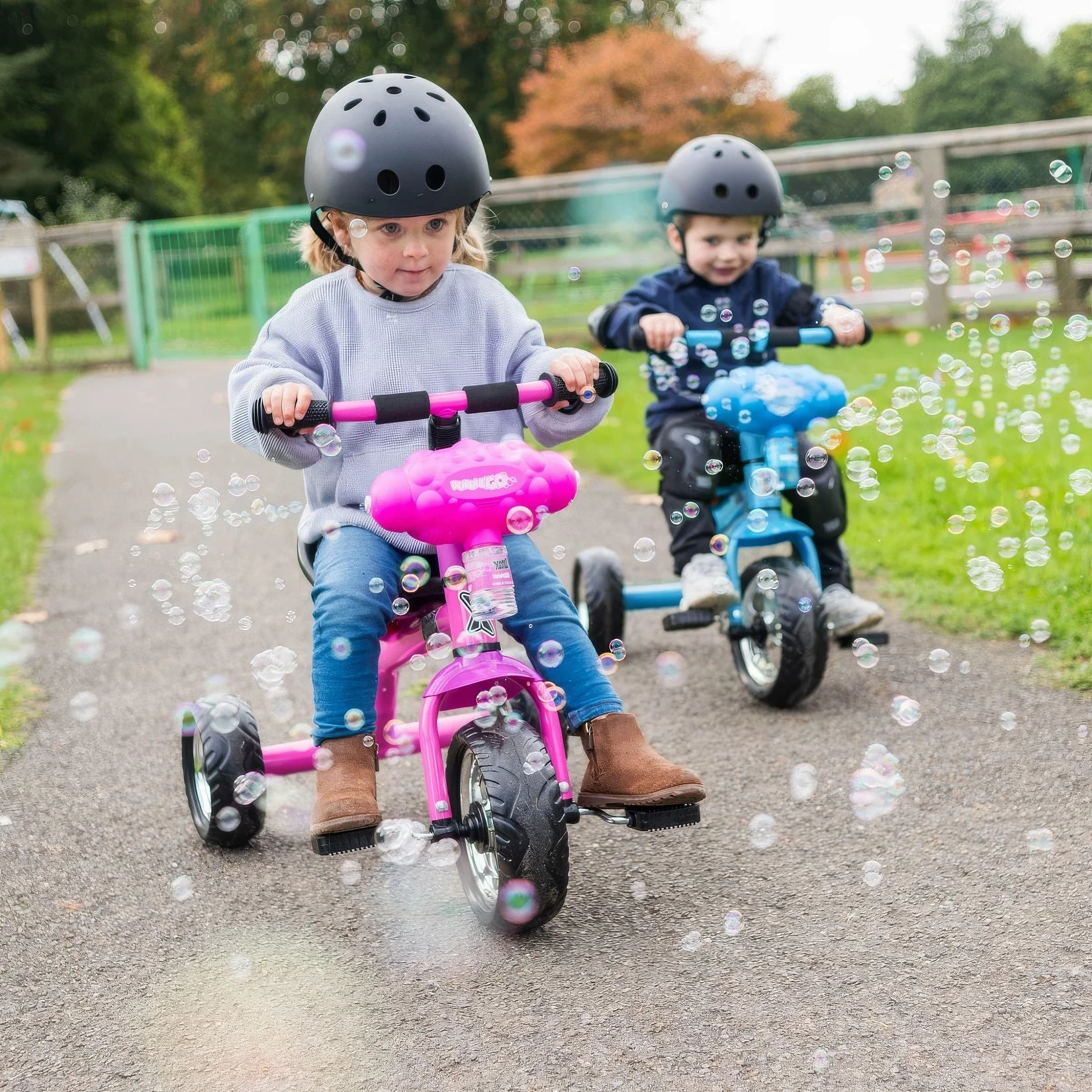Xootz Bubble Go Trike - Kids Tricycle Blue Imaginative play Hands-on discovery