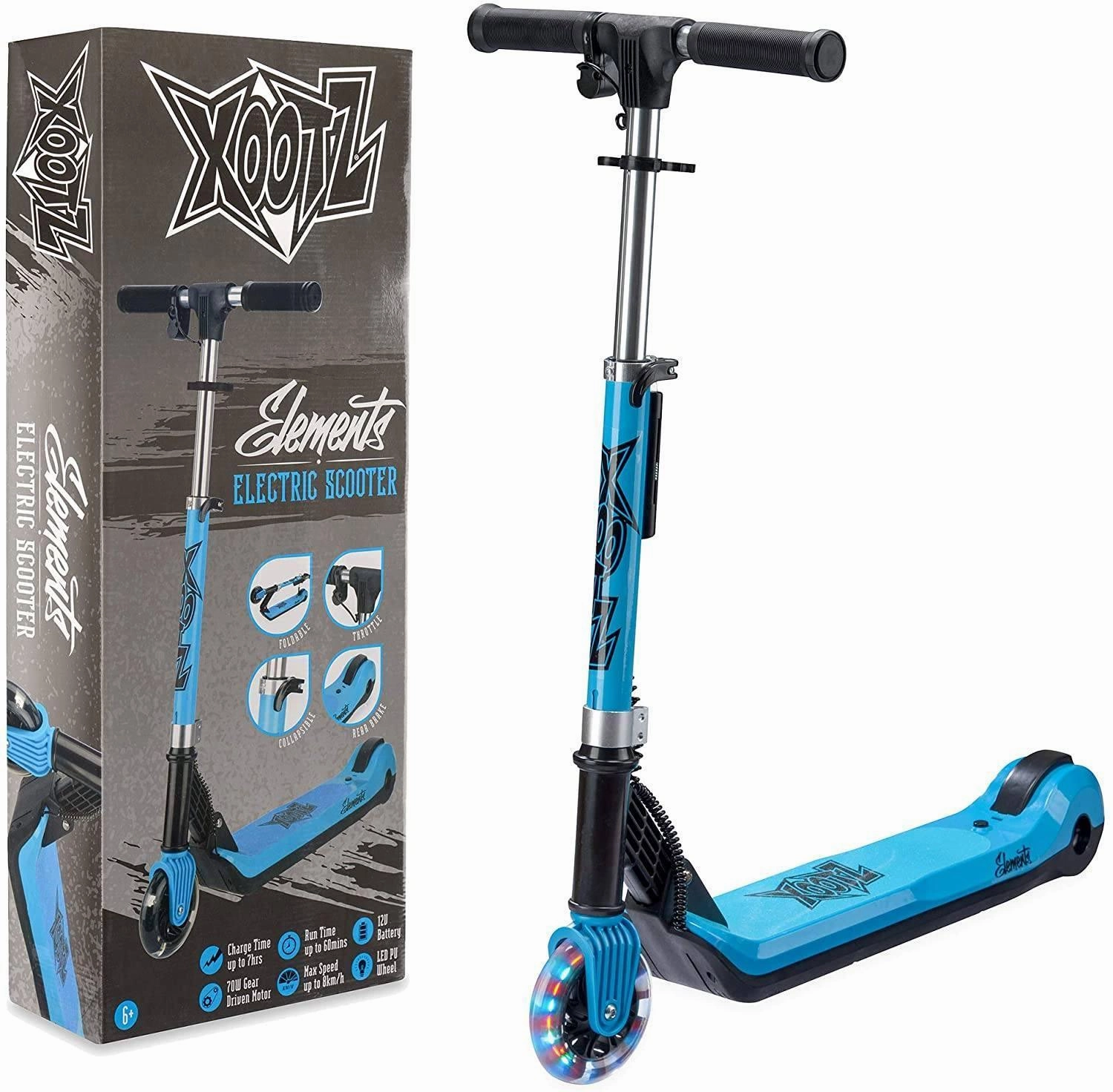 Sensory fun for little hands Xootz Kids Electric Scooter Folding With Led Light Up Wheel - Blue