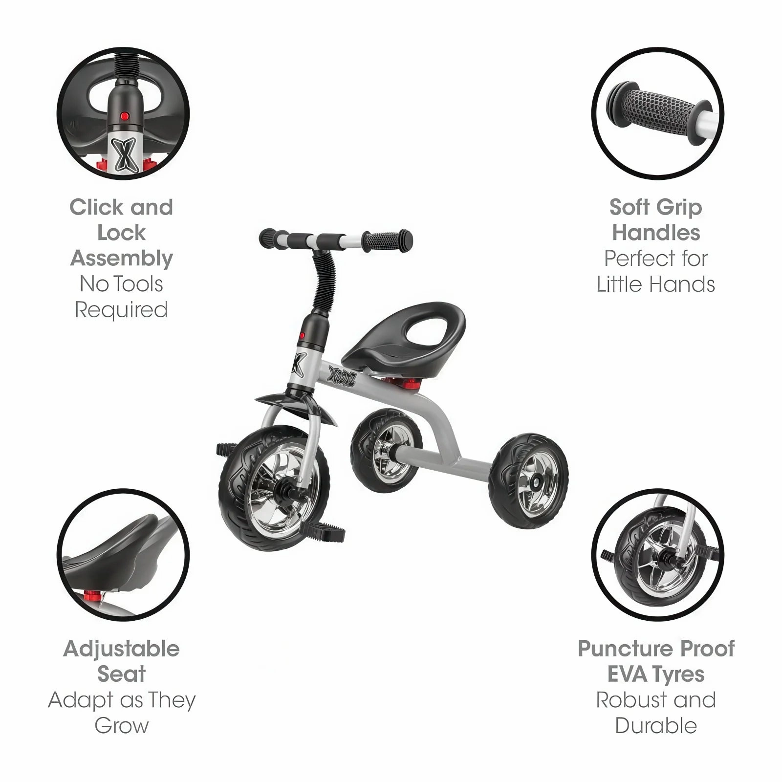 Mindful play Xootz Trike Beginner Tricycle - Silver