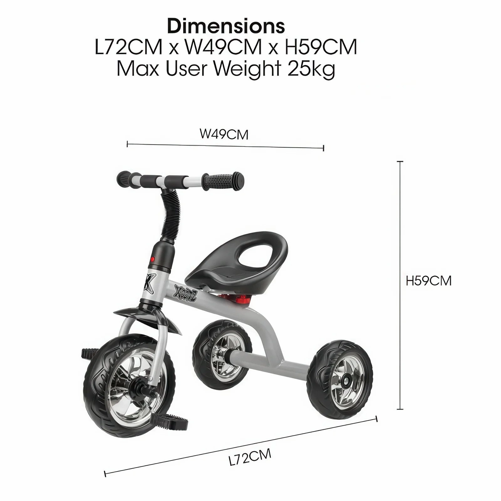 Little hands Xootz Trike Beginner Tricycle - Silver
