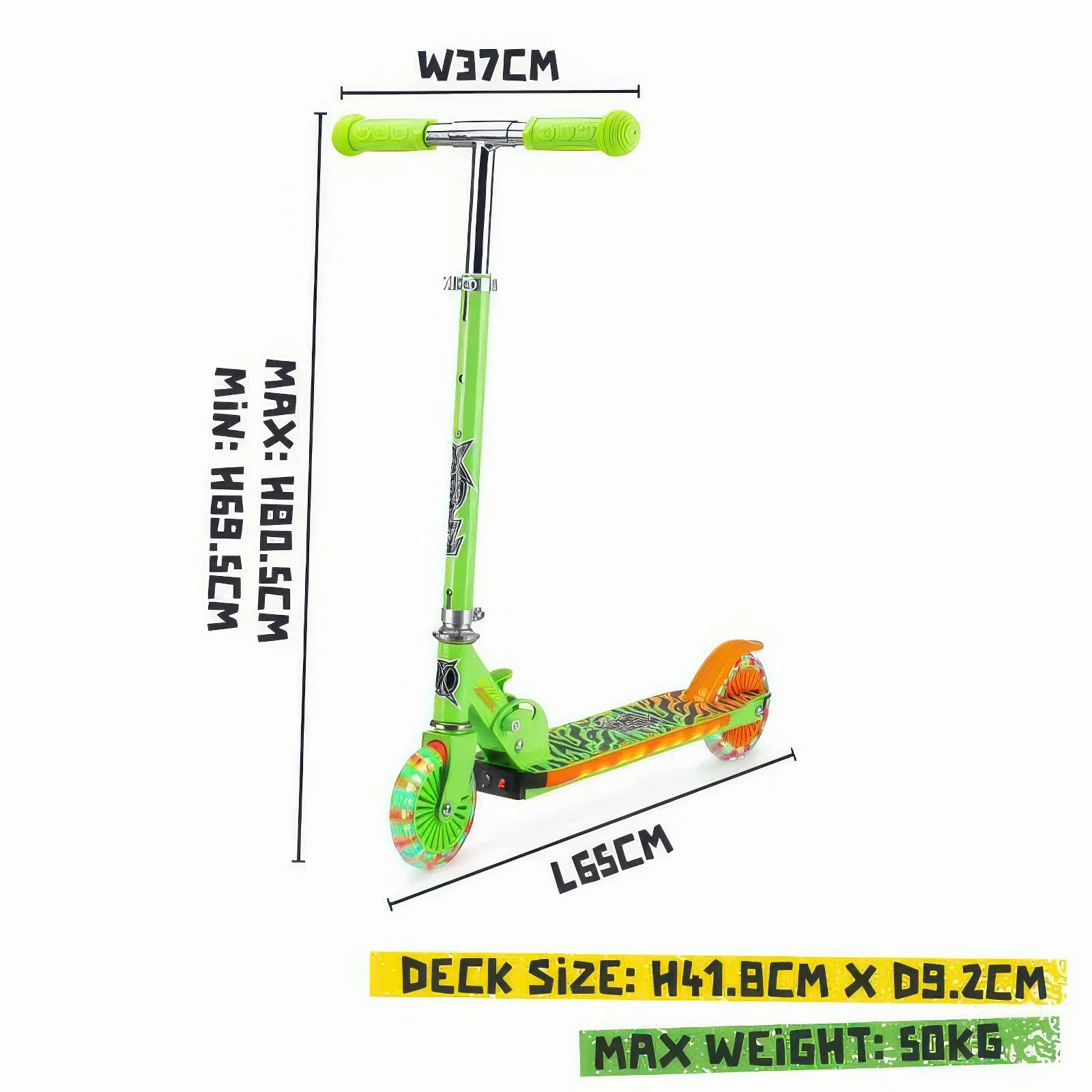Designed for development Xootz Wild Rider - Green Tiger Light Up Led Scooter