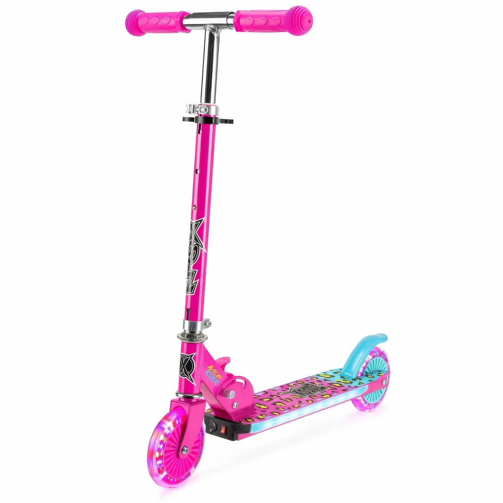 Xootz Wild Rider - Pink Leopard Light Up Led Scooter Tiny thinkers