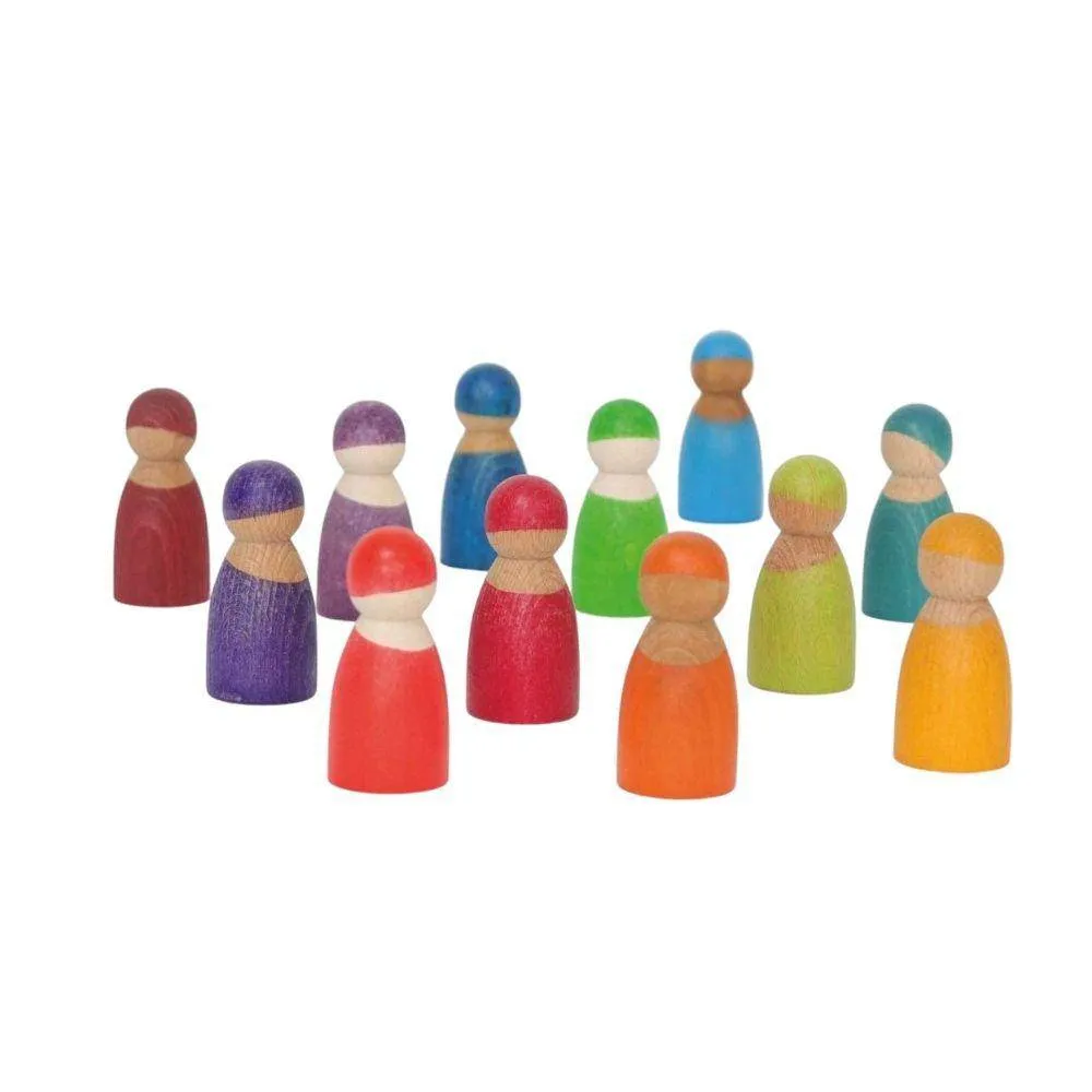 Young learners Tiny thinkers 12 Rainbow Wooden Peg Dolls
