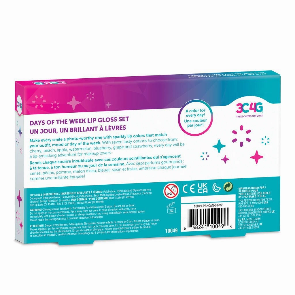 Curious minds Make It Real 3C4G Days Of The Week Rollerball Lip Gloss Set