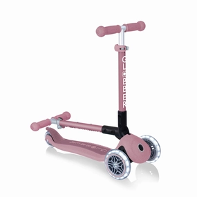Growing minds Globber Junior Foldable Lights Ecologic Scooter - Berry (New Handlebar Grips) (2Y )