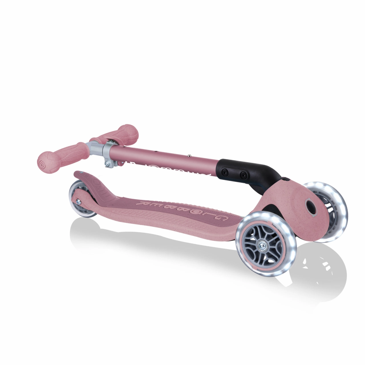 Globber Junior Foldable Lights Ecologic Scooter - Berry (New Handlebar Grips) (2Y ) Fun that fuels growth