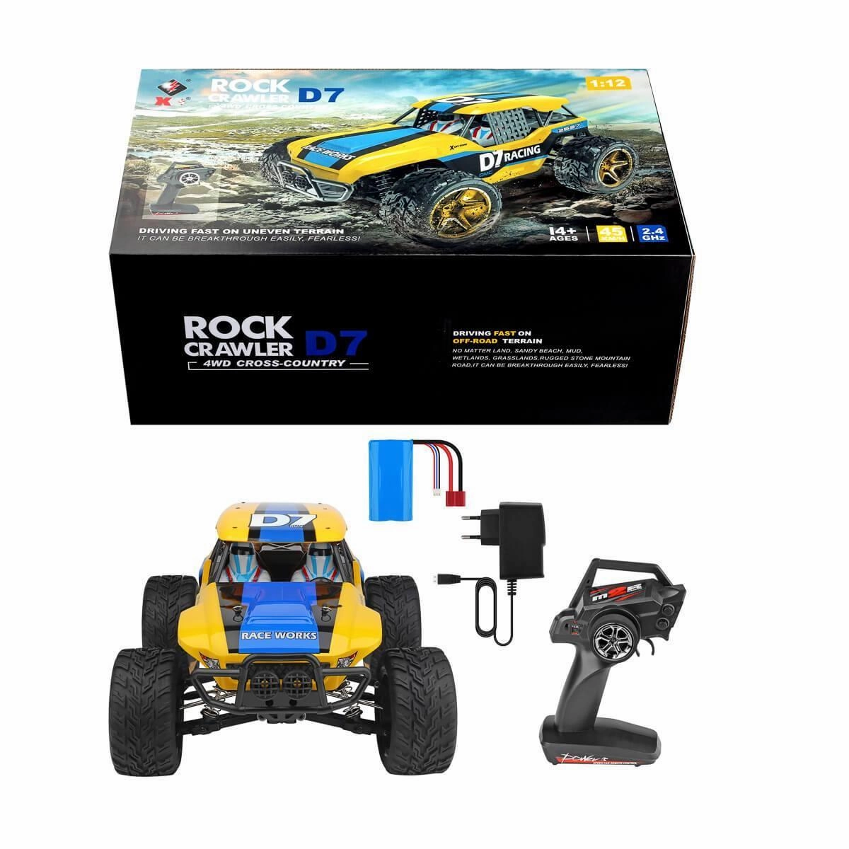 Rock Crawler D7 4Wd Cross-Country, Professional, Rc Remote Control Car Child development