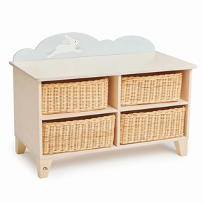Bunny Storage Unit With Wicker Baskets Early discovery Engaging young minds